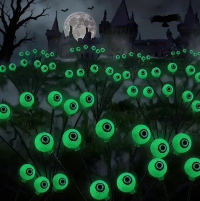 YN Starlight Factory Hot Sale Halloween Outdoor Garden Decoration Horror Eyeball LED Light Solar Panel IP65 Rated Warm White