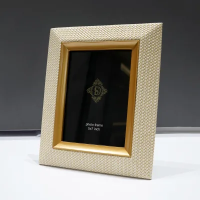 Custom Size Creative Luxury Leather Braid Metal Wedding Photo Frame for Wall Table Decor