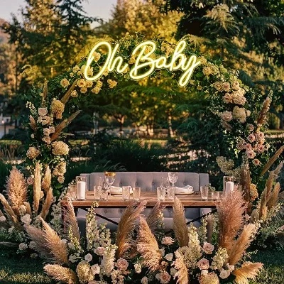 Oh Baby Neon Lights LED Sign Luminous Background Sign for Wedding Party Birthday Baby Shower Wall Decorations