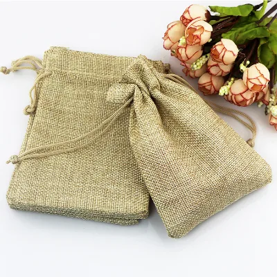 New Style Custom Logo Printed Cheap High Quality Wholesale Jute Folding Shoulder Drawstring Gift Shopping Bag