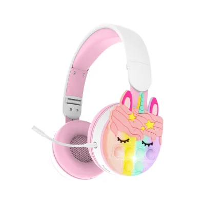 PM-02 Cute Headphone Kids Cartoon Headset Unicorn Bubble Earphone Christmas Gift Colorful Girls Boys Gift for Student School