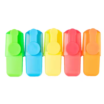 Multi Color Plastic Highlighter Pen with Loose Packaging Customized Bright Highlighter for Kids and Adults