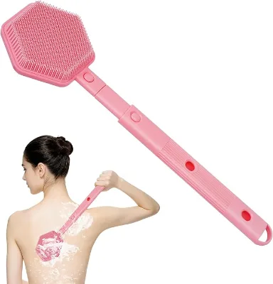 Custom Logo Deep Cleansing Soft Bristle Adjustable Exfoliating Silicon Body Brush for All Skin Types