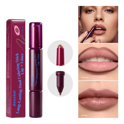 Wholesale Private Label Double Head Lipstick Lip Liner, High Pigment Smooth Multi-purpose Lip Contour Makeup Pencil