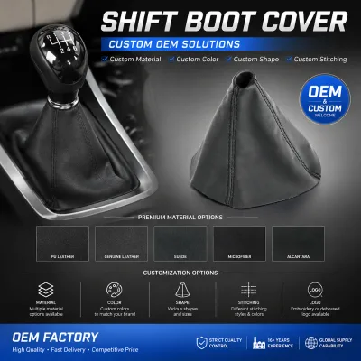 Factory OEM Custom Popular Car Shift Boot Cover PU Leather Gear Shift Wholesale Supplier