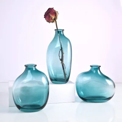 Simple Mini Oval Bud Vase Luxury Nordic Crystal Glass Flower Vase Wholesale Dining Table Vase High Cylinder Bottle Wedding