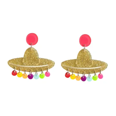 Raindrop Hat Acrylic Earrings Mexico's Cinco De Mayo Carnival Dangle Earrings Drop Colourful Earrings Trendy Fashion Accessory