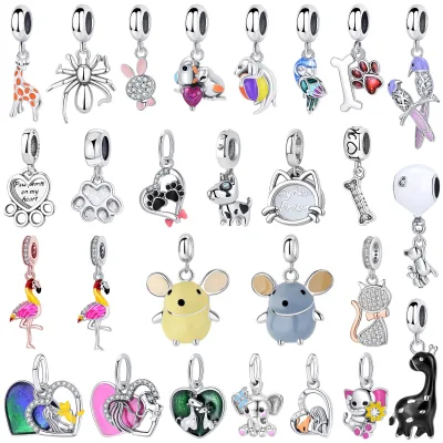 Fashion Women Jewelry Accessories 925 Sterling Silver Enamel Ladybug Pendant Animals Charm Original Bracelet Bangle Gifts Hot