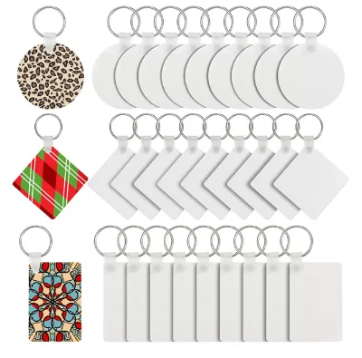 Heat Transfer Sublimation MDF Square Heart Double-Sided Blank Wooden Keychain Bulk Pack for Gift Advertising