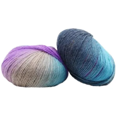 100% Wool Yarn Woolen Customized Rainbow Color Dyed 50g 180 Meters Eco-Friendly Anti-static Anti-Pilling Hand Crocheting