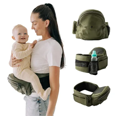 3 Ways Carrier Luxury Leather Fabric Baby Carrier with Hip Seat Toddler Carrier