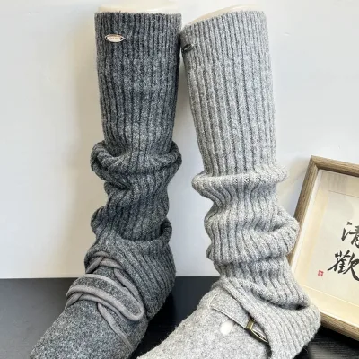Women's Heavy-Duty Cotton Leg Warmers Autumn Winter Color-Blocked Wool Long Leg Warmers Knitted Pattern Acrylic for Parties