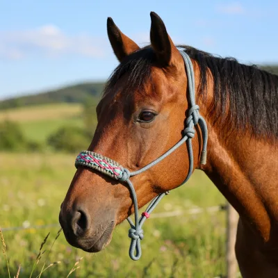 Hot Selling 2026 Hand Woven Paracord Nylon Horse Halter Lead Rope Set Adjustable Tack Riding Training Custom Color Wholesale