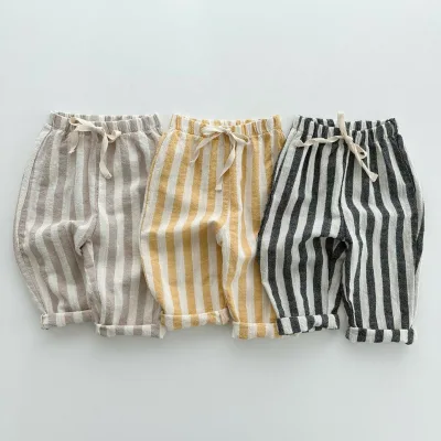 Spring Autumn Wide Leg Pants Striped Kids Pants Fashion Boys and Girls Casual Striped Pants