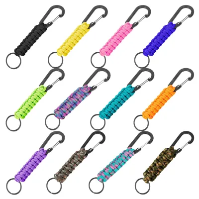 Wholesale Colorful Nylon Paracord Heavy Duty Keychain with Carabiner Utility Rope Lanyard for Outdoor Camping Hiking Backpack