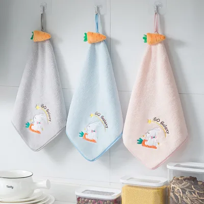 30*30 cm Factory Wholesale Microfiber Coral Fleece Absorbent Hand Towel for Kitchen Bathroom Hand Towels With Hang Loop