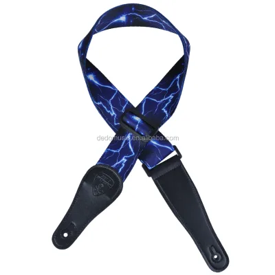 Guitar Strap, Bass Electric and Acoustic Guitar Straps - Durable Polyester Checkered Guitar Shoulder Strap with Leather Ends