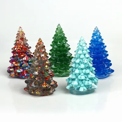 WOWEI Christmas Resin Tree Figurine , Creative Handmade Desktop Decoration and Gifts