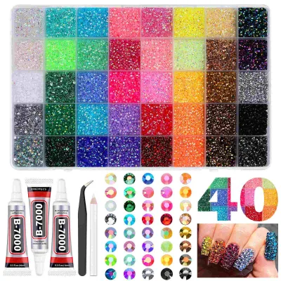 Cross-border Hot 24-grid 28-grid Boxed Nail Ornament Pearl Resin Bottoming Drill DIY Nail Jewelry Set