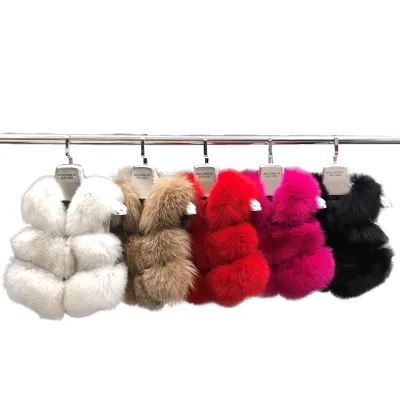 Wholesale Cute Children Wear High Quality Real Fur Gilet Winter Fox Fur Vest Kids