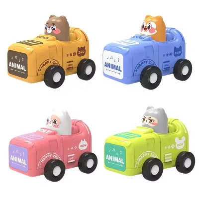 New Cartoon Fun Press Animal Racing Car Engineering Car Inertial Sliding Toy Model Kindergarten Wholesale Kids Toy Car