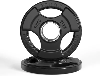 Rubber Grip Weight Plates for Strength Training, Weightlifting, Solid Cast Iron Plates for Barbell for Home & Gym