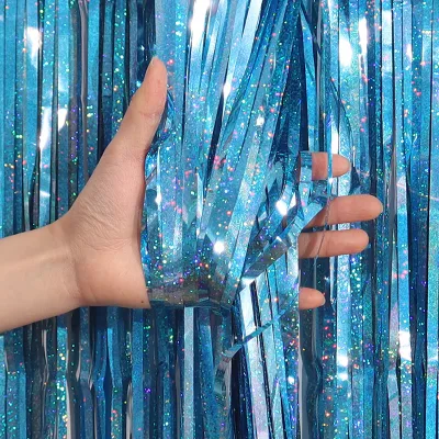 1m*2m Thickened Shiny Laser Rain Curtain Fringe Birthday Party Decoration Props Wedding Background Decoration