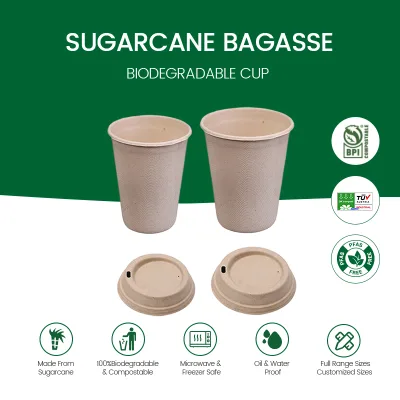 Wholesale 90mm Hot Disposable Sugarcane Cup Lid 100% Biodegradable Directly Drink Tableware for Direct Consumption