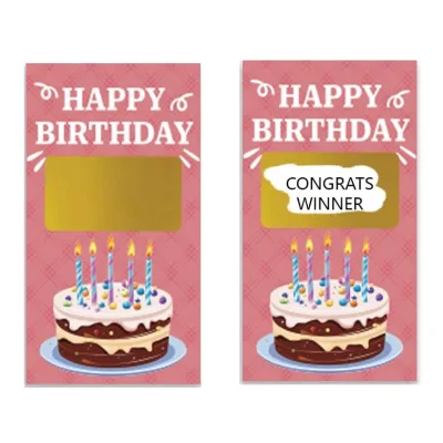 Happy Birthday Scratch off Card DIY Lottery Scratch Card Stickers Win Tickets Coupon Cards Cardboard