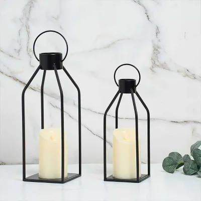 Simple Black Iron Christmas Candle Holder Home & Outdoor Garden Decoration Desktop Wind Lamp