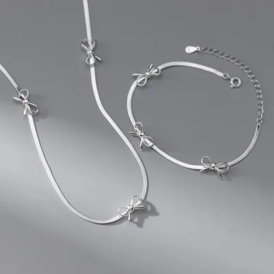 Daidan Fashion Jewelry Female Snake Bone Silver Sterling Snake Chain Choker Bow Necklace