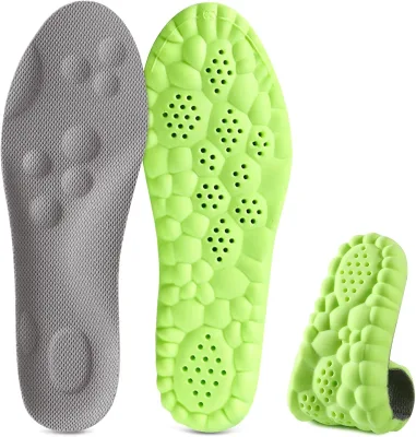 Sports Insoles for Men Women 4D Memory Foam Cloud Comfortable Breathable Anti-Slip Massage Shoe Inserts Arch Support Trim Fit