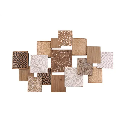 Rural Style Hotel Rectangular Wood Plate Set Decoration Wall Hanging Entryway Art Decor