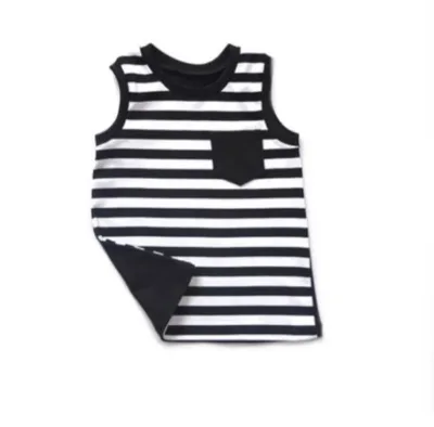 Hot Sale New Design Baby Boy Clothes Tank Knitted Cotton Summer Children Stripe Boys Tank Tops Wholesale