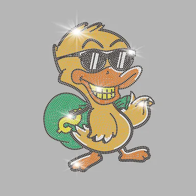 High Quality Rich Duck logo Bling Heat Transfer Rhinestone Sheets Custom Rhinestone Transfer Iron on for Hoodie