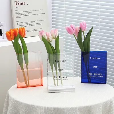 Book Vase for Flowers Room Decor Artistic and Cultural Flavor Decorative Acrylic Vase