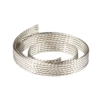 High Quantity Sliver Plated 0.15mm Copper Wire Braid Tape Copper Flexible Braided Strips