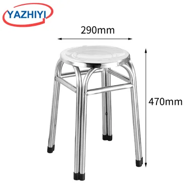 YAZHIYI Polished Stainless Steel Round Stool Corrosion Resistant Anti Slip Base Multi-scene Medical Clinic Salon Furniture