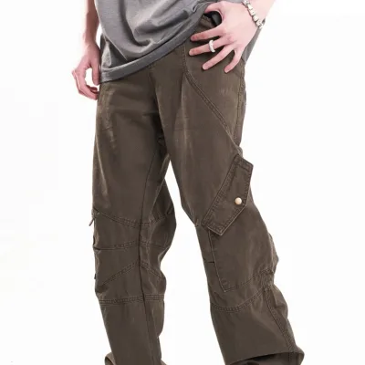 Autumn Cargo Pants Multiple Pockets Trousers High Street Men Hip Hop Pants Black Cotton Cargo Pants