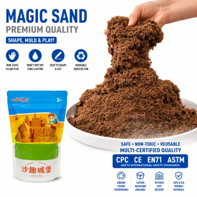 Safe and Environmentally Friendly Colored Magic Sand, Non-toxic, Non-sticky and Won't Dry Out; Specially Formulated for Children