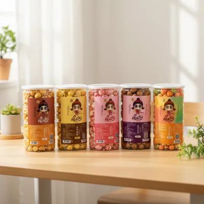 150g Jar Popcorn Snack Sweet Caramel Cream Chocolate Strawberry Matcha Flavor Ready to Eat Popcorn OEM Manufacturer