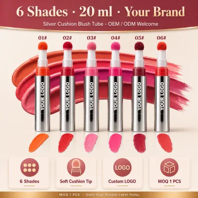 Private Label Multi-Tone 6 Shades 20ml Waterproof Soft Cushion Liquid Blush High Pigment Matte Lasting Mineral Natural Fair