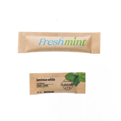 Travel Size Hotel Use Toothpaste Disposable Eco Friendly Kraft Paper Sachet Toothpaste Fresh Breath 3g/5g Factory Price OEM