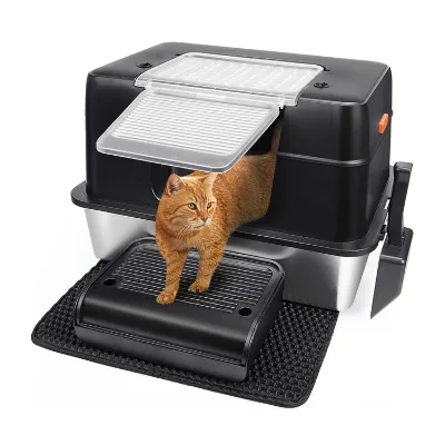 Seamless Welding Stainless Steel Litter Box No Dirt Traps