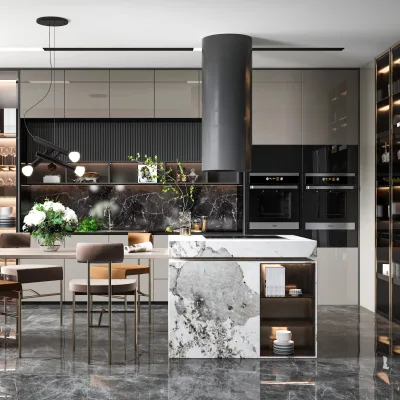 Custom European Modern Kitchen Cabinets in Matte White Simple Design Wood Cabinets for Villa Kitchens