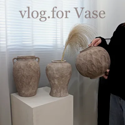 Wabi-sabi Style Modern Chinese Ceramic Vase Flower Arrangements Textured Homestay Showroom Lobby Decoration Water-based Flower