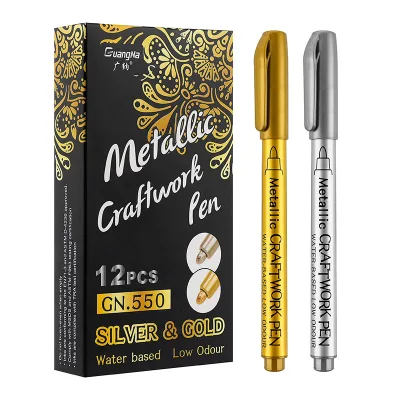 Silver Gold Metallic Marker Pens Waterproof Paint Marker Pen for Painting Pens Student Supplies Craftwork Art