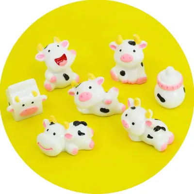 Cute Farm Cow Resin Cabochons Animal Resin Charms for DIY Hair Bow Making Miniature Fairy Garden Decoration