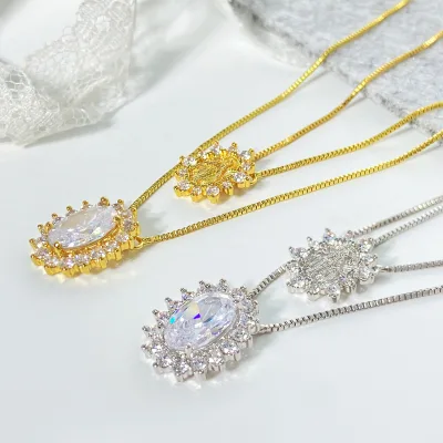 FOXI Manufacturer Wholesale 925 Sterling Silver Custom Bling Jewelry Cubic Zirconia Blessed Mother Virgil Mary Necklaces Jewelry