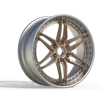 2 Piece 22 Inch Bronze Wheel Face with Brushed Rim 2-piece Forged Wheel Rim